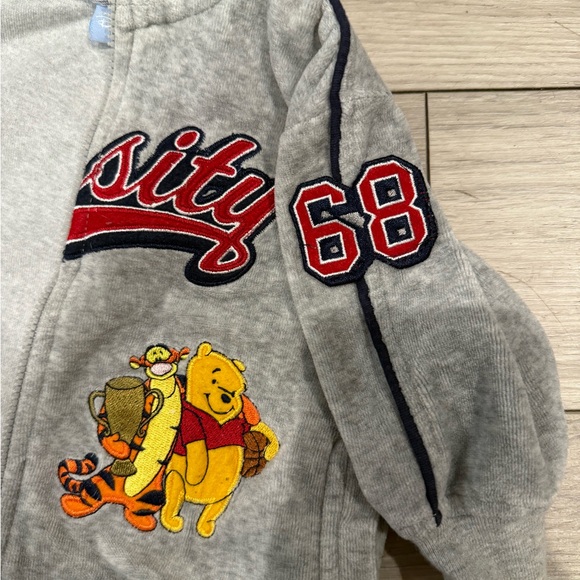 Disney Baby Gray Varsity Hoodie with Winnie the Pooh and Tigger Embroidered - Picture 4 of 4